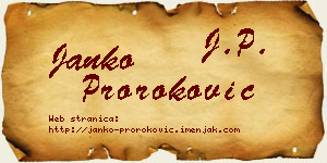 Janko Proroković vizit kartica